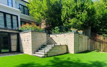 basement walkout stone walls